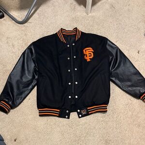 Stylish Black and Orange Varsity Jacket